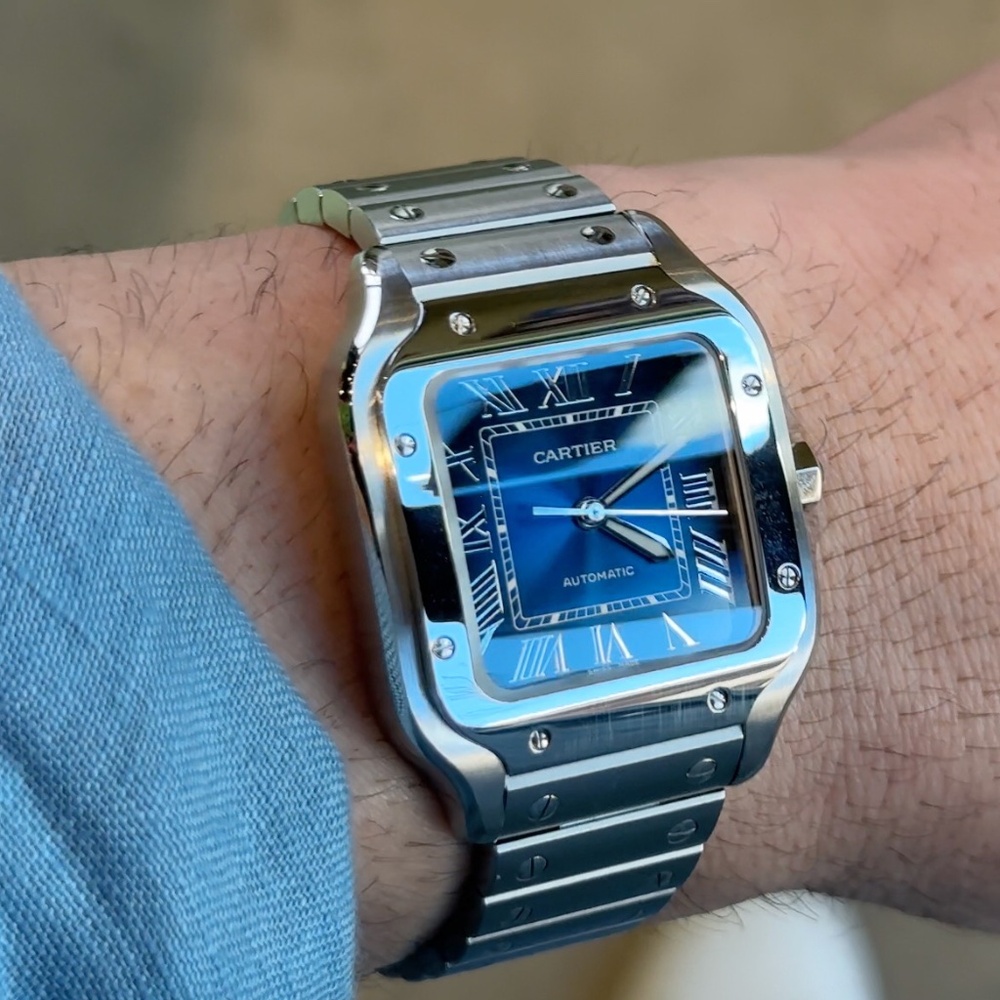 Cartier Santos Medium Blue Dial Highest Quality